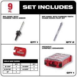 Milwaukee 20 in. PACKOUT Tote with BIG HAWG Carbide Hole Saw Kit (9-Piece) with PACKOUT Case -Tool Storage Online Shop red milwaukee modular tool storage systems 48 22 8320 49 56 9295 40 1000