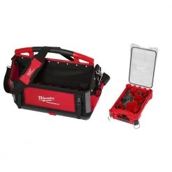 Milwaukee 20 in. PACKOUT Tote with BIG HAWG Carbide Hole Saw Kit (9-Piece) with PACKOUT Case