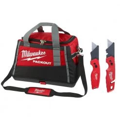 Milwaukee 20 in. PACKOUT Tool Bag with Fastback Folding Utility Knife Set (2-Pack)