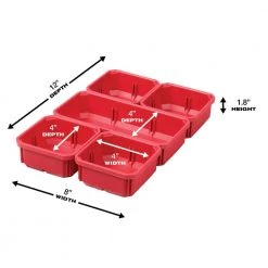 Milwaukee PACKOUT 5-Compartment Low-Profile Compact Small Parts Organizer (5-Pack) -Tool Storage Online Shop red milwaukee modular tool storage systems 48 22 8436x5 a0 1000