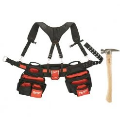 Milwaukee General Contractor Work Belt with Suspension Rig and 19 oz. Milled Face Hickory Hammer