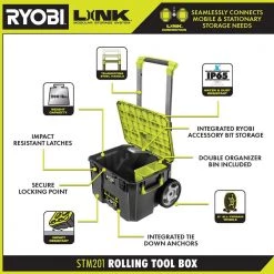 RYOBI LINK Rolling Tool Box -Tool Storage Online Shop ryobi green ryobi modular tool storage systems stm201 40 1000