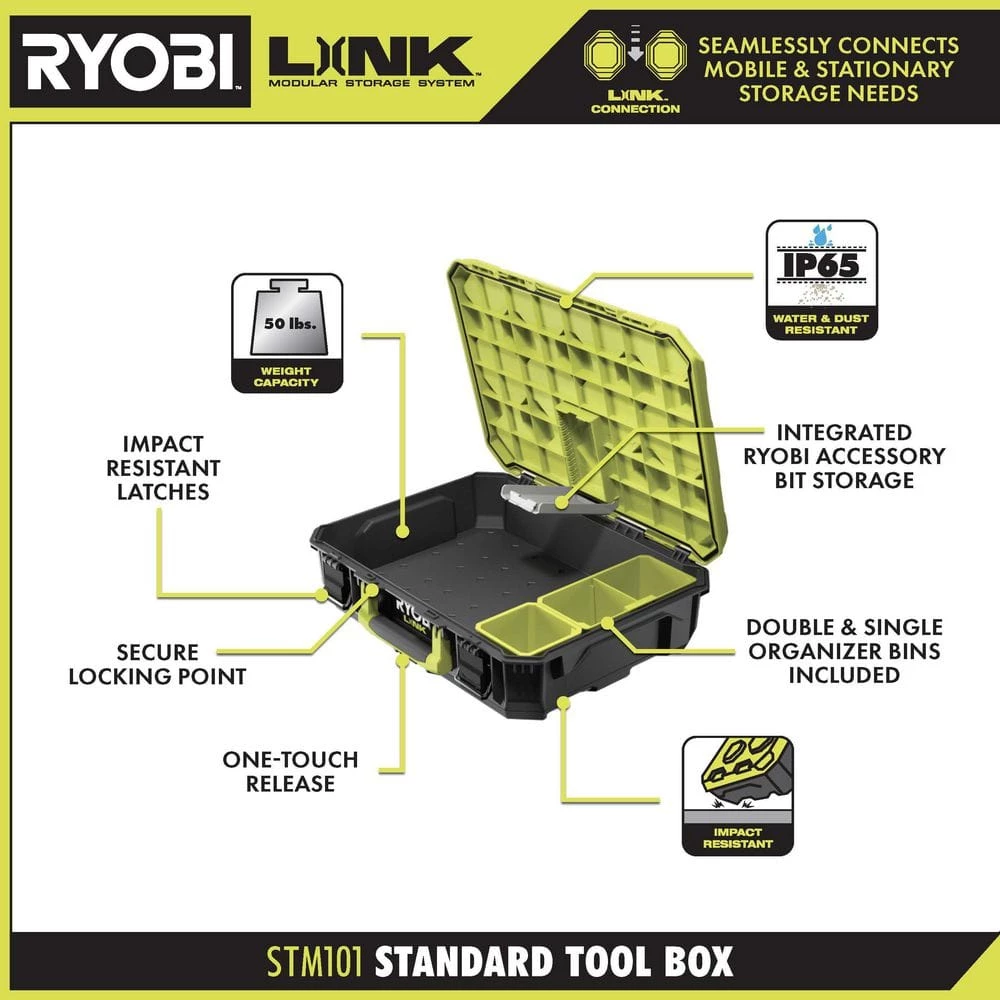 RYOBI LINK Rolling Tool Box with LINK Medium Tool Box and LINK Standard Tool Box 7 RYOBI LINK Rolling Tool Box with LINK Medium Tool Box and LINK Standard Tool Box - Image 5