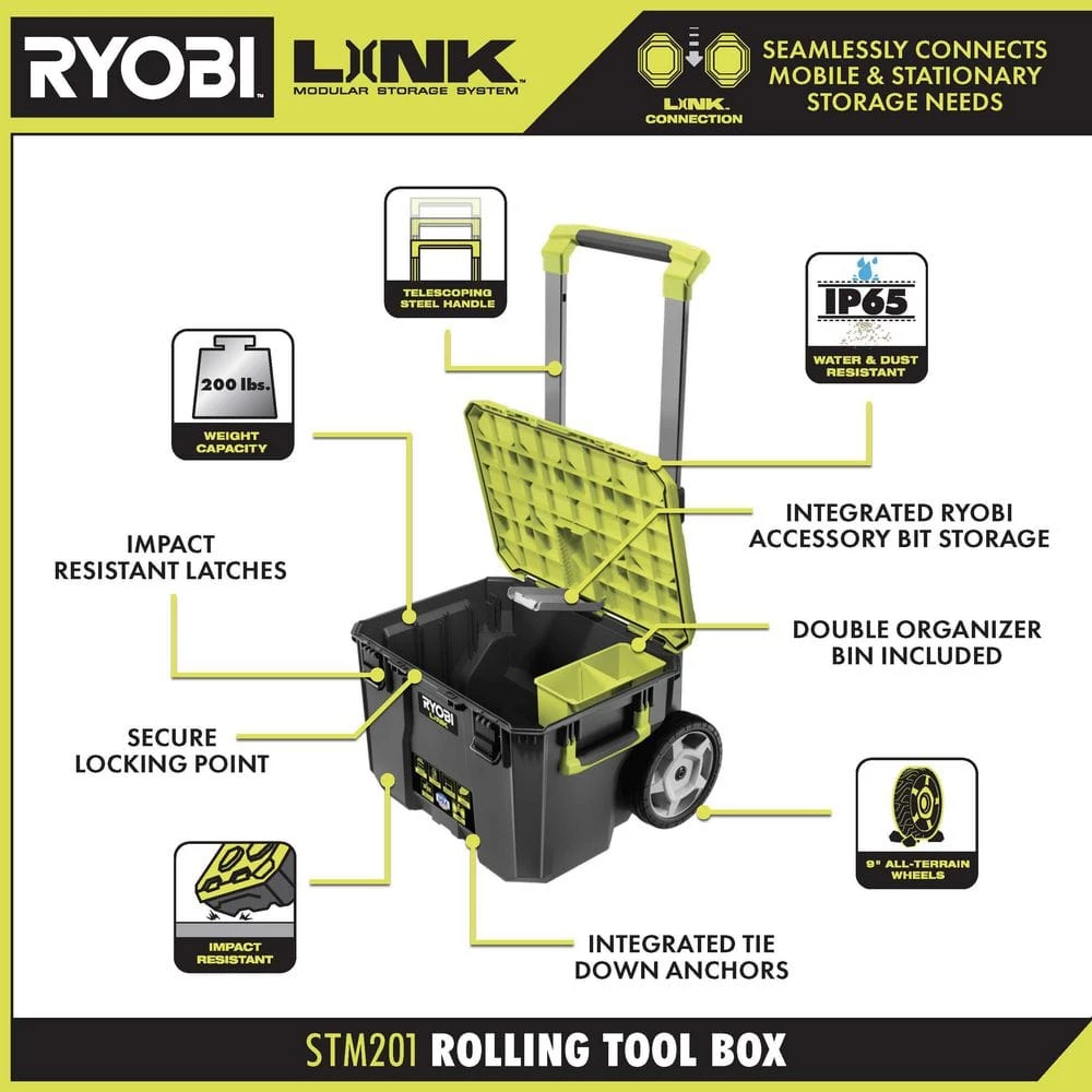 RYOBI LINK Rolling Tool Box with LINK Medium Tool Box and LINK Standard Tool Box 5 RYOBI LINK Rolling Tool Box with LINK Medium Tool Box and LINK Standard Tool Box - Image 3