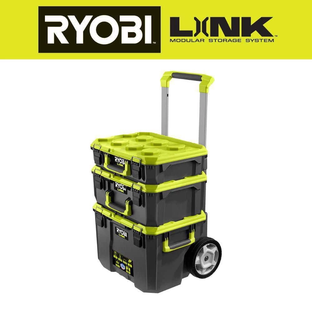 RYOBI LINK Rolling Tool Box with LINK Medium Tool Box and LINK Standard Tool Box 3 RYOBI LINK Rolling Tool Box with LINK Medium Tool Box and LINK Standard Tool Box