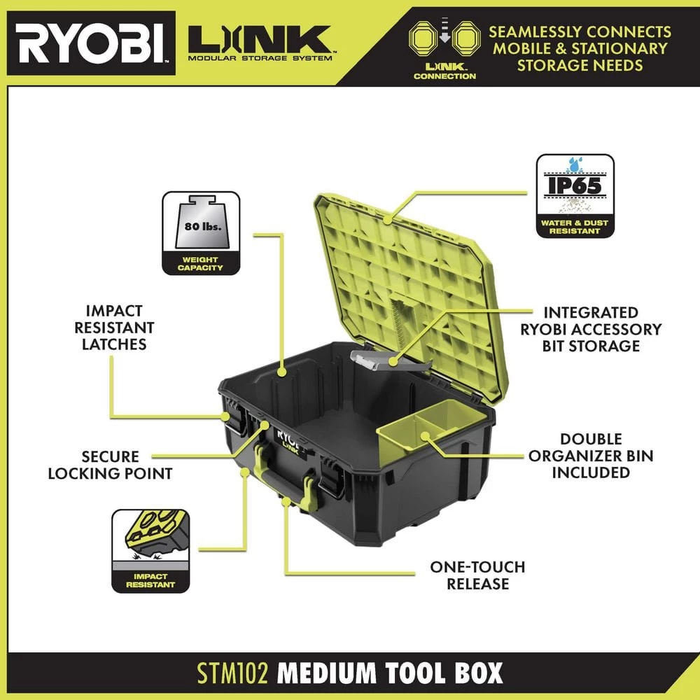 RYOBI LINK Rolling Tool Box with LINK Medium Tool Box and LINK Standard Tool Box 6 RYOBI LINK Rolling Tool Box with LINK Medium Tool Box and LINK Standard Tool Box - Image 4