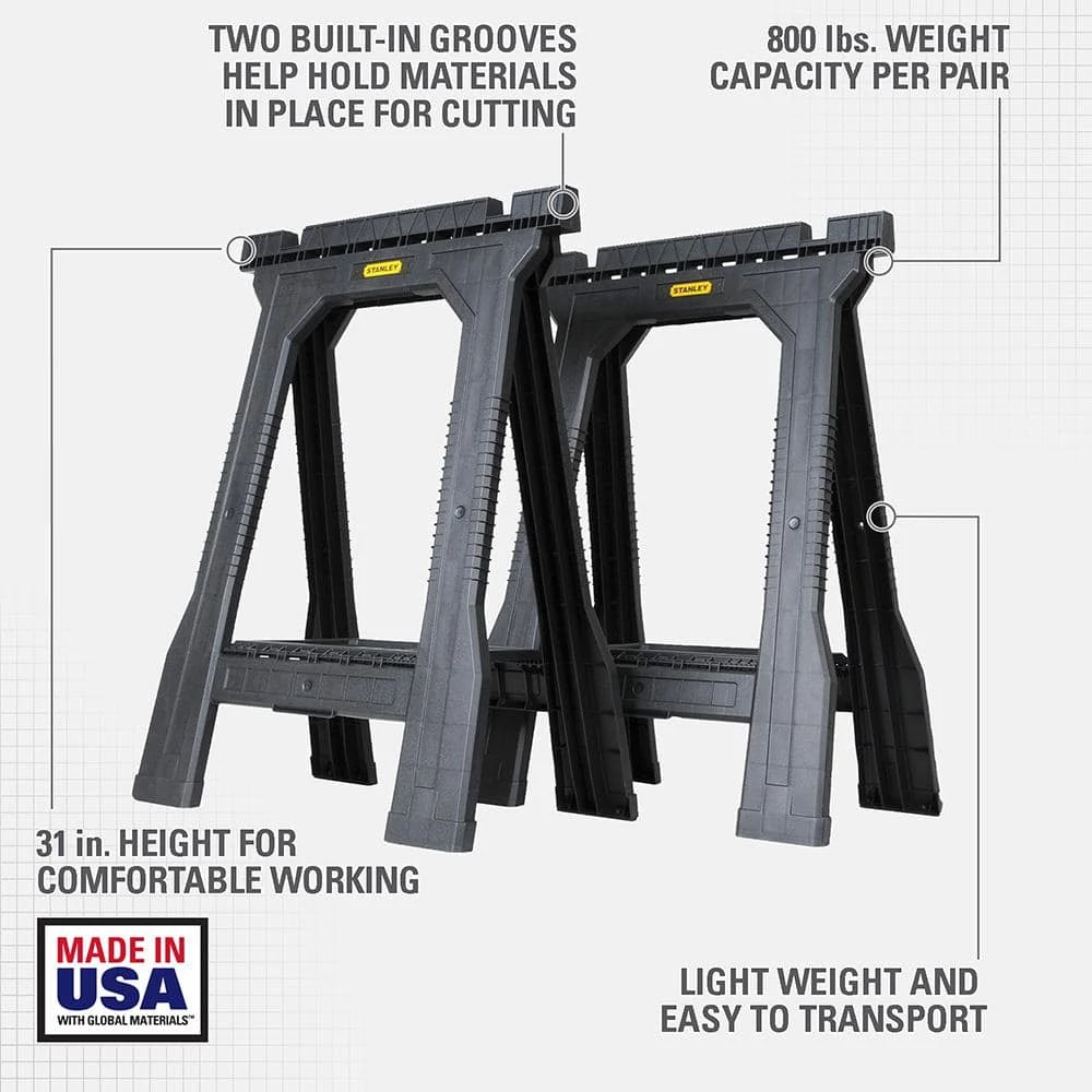 Stanley 22 in. Folding Sawhorse (2-Pack) 4 Stanley 22 in. Folding Sawhorse (2-Pack) - Image 2
