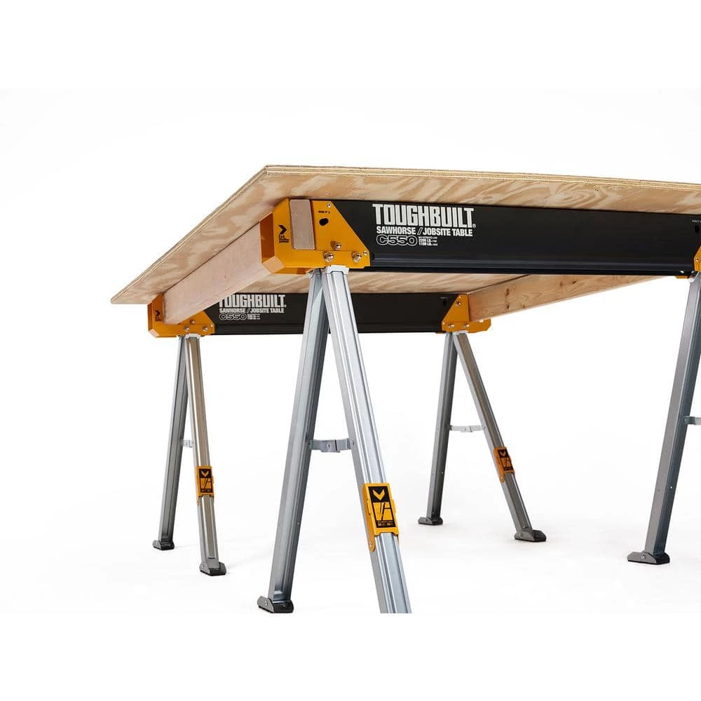 TOUGHBUILT 42.4"W x 28.8"H C550 Powder-Coat Steel Sawhorse and Jobsite Table with 1100 lb capacity 7 TOUGHBUILT 42.4"W x 28.8"H C550 Powder-Coat Steel Sawhorse and Jobsite Table with 1100 lb capacity - Image 5