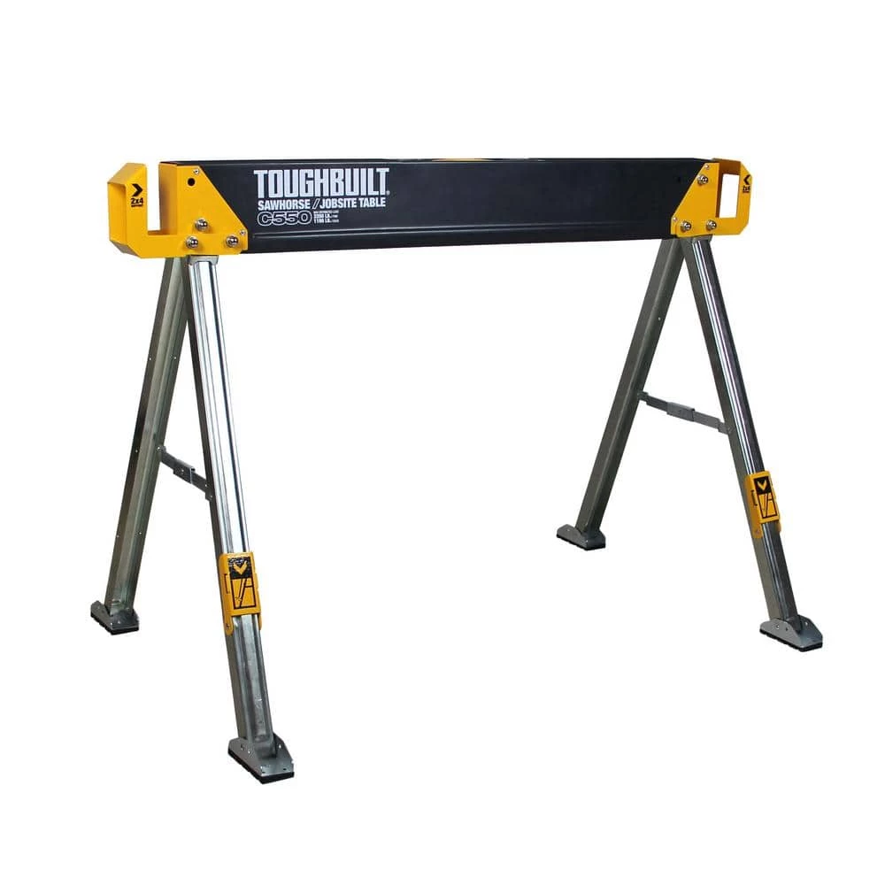 TOUGHBUILT 42.4"W x 28.8"H C550 Powder-Coat Steel Sawhorse and Jobsite Table with 1100 lb capacity 3 TOUGHBUILT 42.4"W x 28.8"H C550 Powder-Coat Steel Sawhorse and Jobsite Table with 1100 lb capacity