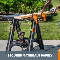 Worx Pegasus Multi-Function Work Table and Sawhorse with Quick Clamps and Holding Pegs -Tool Storage Online Shop worx saw horses wx051 1f 1000
